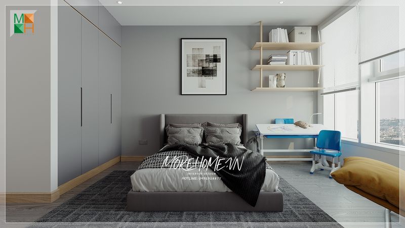 Tinh tế và ấn tượng với mẫu thiết kế phòng ngủ chung cư hiện đại tiện dụng cuốn hút mọi ánh nhìn.